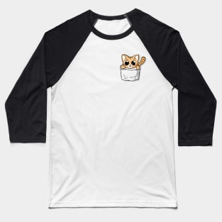 Cute Orange Pocket Cat Baseball T-Shirt